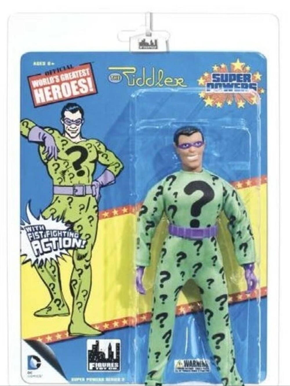DC Riddler Action Figure in Green with Purple Accents In Real Clothes